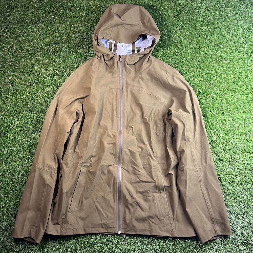 Lululemon Rain Rival Jacket Womens 12 Olive Hooded Waterproof Rain Shell Coat